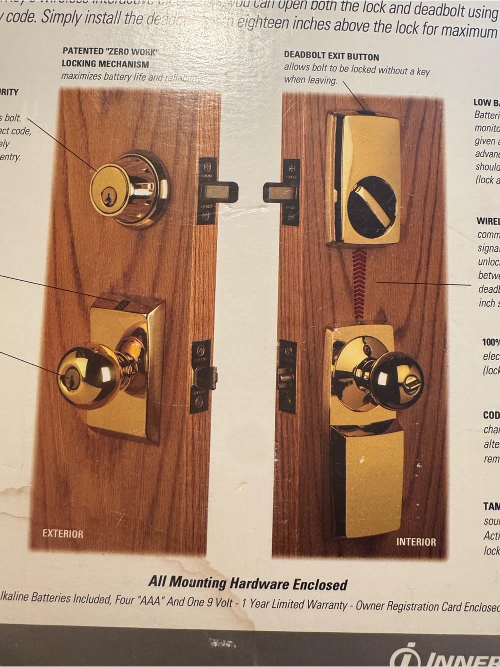 InnerKey Digital Lock Response Deadbolt Georgian 3310 Antique Brass VTG NOS 
New